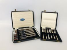 ART DECO CASED SET OF 6 SILVER PICKLE FORKS,