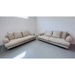 A PAIR OF "THE LOUNGE Co" OATMEAL UPHOLSTERED SOFA'S EACH LENGTH 210CM.