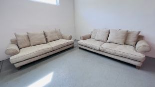 A PAIR OF "THE LOUNGE Co" OATMEAL UPHOLSTERED SOFA'S EACH LENGTH 210CM.