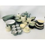 COLLECTION OF APPROX 44 PIECES OF ASSORTED DENBY TEA, COFFEE AND DINNER WARE.