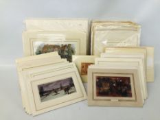 BOX OF UNFRAMED PRINTS IN MOUNTS,