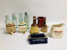 COLLECTION OF BREWERIANA TO INCLUDE WADE WHISKY BELLS, ADVERTISING JUGS,