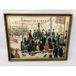 LOWRY PRINT "LAYING A FOUNDATION STONE" WIDTH 58CM. HEIGHT 43CM.