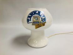 OPAQUE GLASS BREWERY ADVERTISING LAMP "TANKARD BITTER" (WIRING REMOVED) - SOLD AS SEEN.