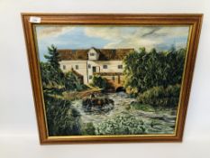 FRAMED OIL ON BOARD "GREAT HENNY MILL" BEARING SIGNATURE JOHN MUNNINGS WIDTH 59CM. HEIGHT 49CM.