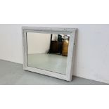 A RUSTIC STYLE RECTANGULAR WALL MIRROR IN PAINTED FRAME.