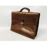 VINTAGE "GIANNI CONTI" BROWN LEATHER BRIEF CASE.
