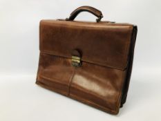 VINTAGE "GIANNI CONTI" BROWN LEATHER BRIEF CASE.