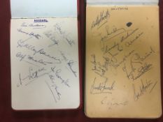 TWO AUTOGRAPH ALBUMS c1954-62 PERIOD, SEVERAL PAGES WITH FOOTBALL PLAYERS,