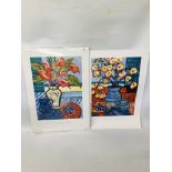 TWO MODERN UNFRAMED JANICE SYLVIA BROCK PRINTS INCLUDING ORANGE PLATTER AND LEMON BLOSSOM