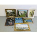 7 ASSORTED FRAMED PICTURES AND PRINTS TO INCLUDE ORIGINAL ART WORKS BEARING SIGNATURE A.