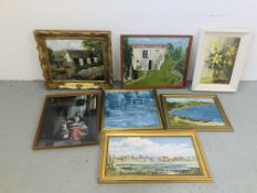 7 ASSORTED FRAMED PICTURES AND PRINTS TO INCLUDE ORIGINAL ART WORKS BEARING SIGNATURE A.