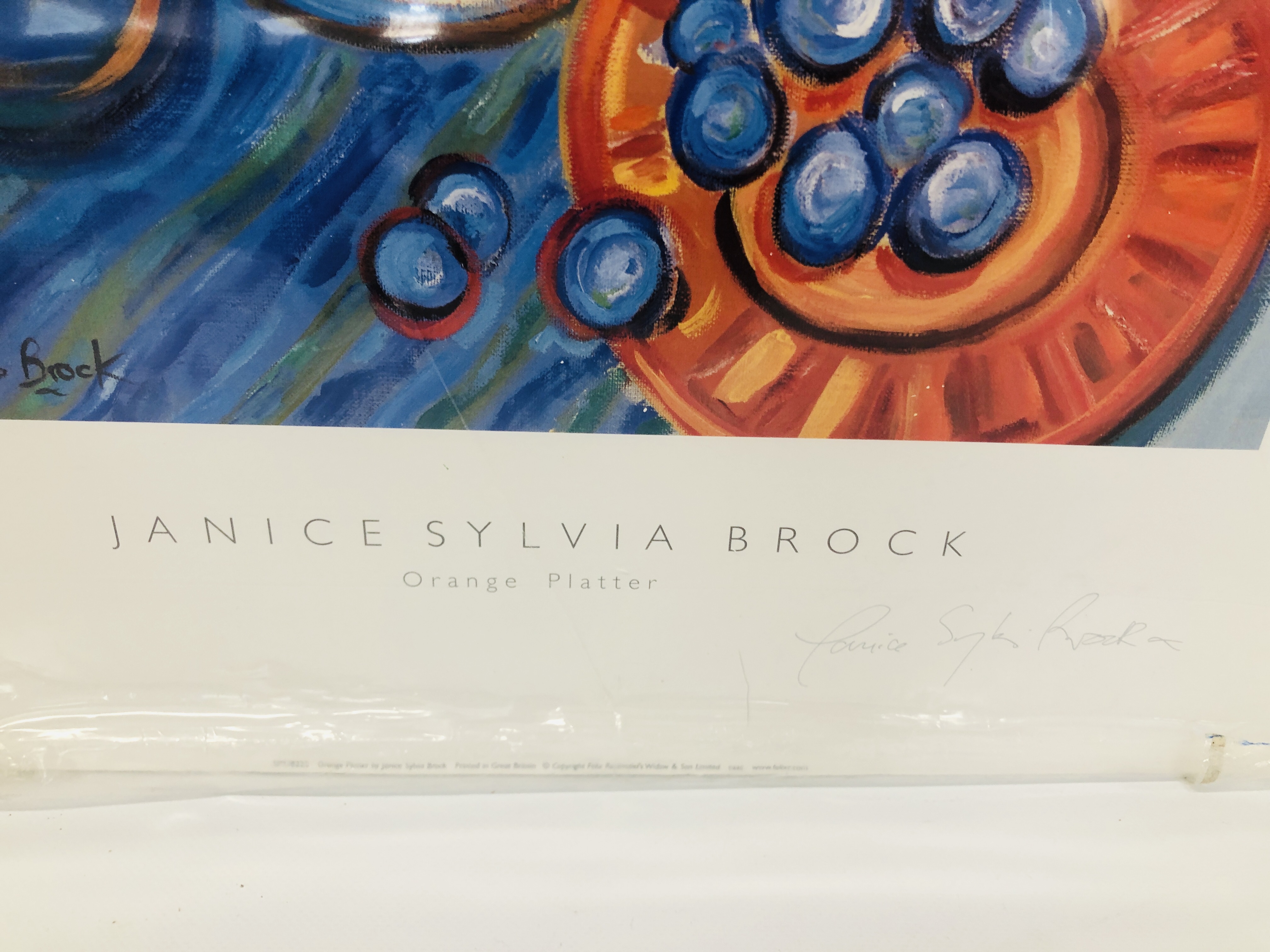 TWO MODERN UNFRAMED JANICE SYLVIA BROCK PRINTS INCLUDING ORANGE PLATTER AND LEMON BLOSSOM - Image 4 of 9