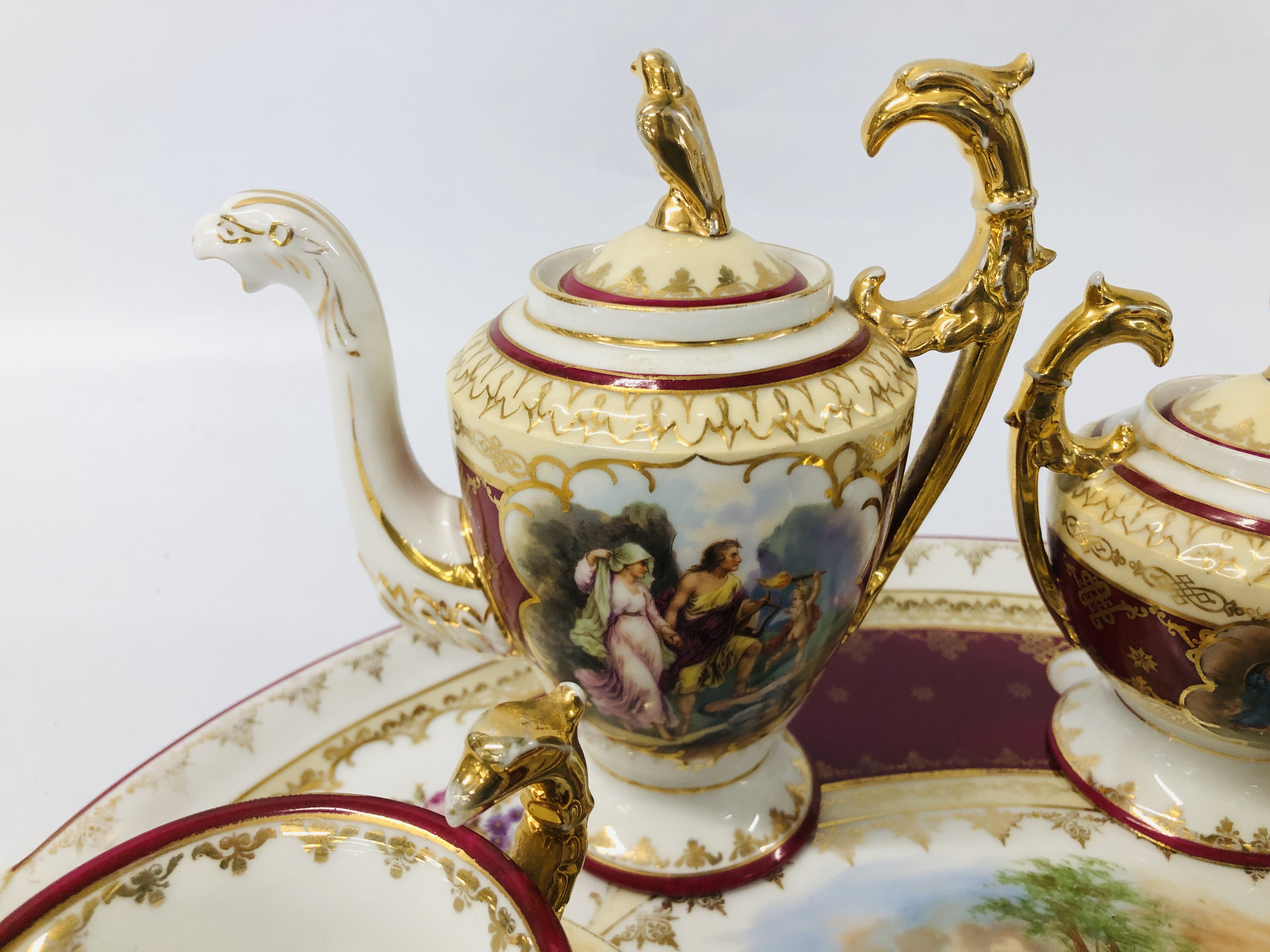 A VIENNA CABARET TEA SERVICE COMPRISING TEAPOT AND COVER, TWO HANDLED SUCRIER AND COVER, - Image 2 of 6