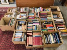 18 X BOXES OF ASSORTED BOOKS, MAPS, RECORDS AND ANNUALS, ETC.