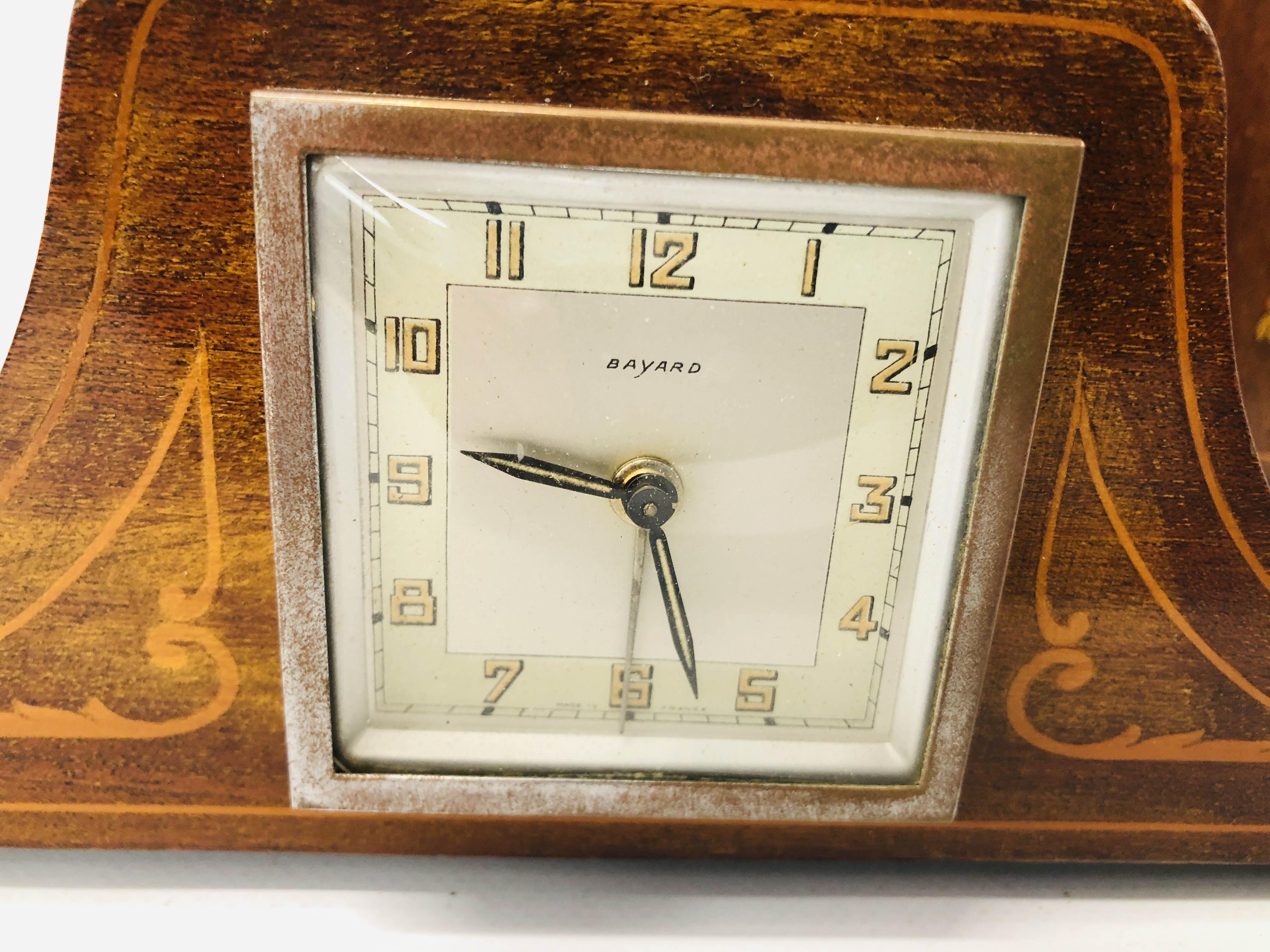 2 X EDWARDIAN INLAID MANTEL CLOCKS TO INCLUDE ONE MARKED BAYARD. - Image 3 of 8