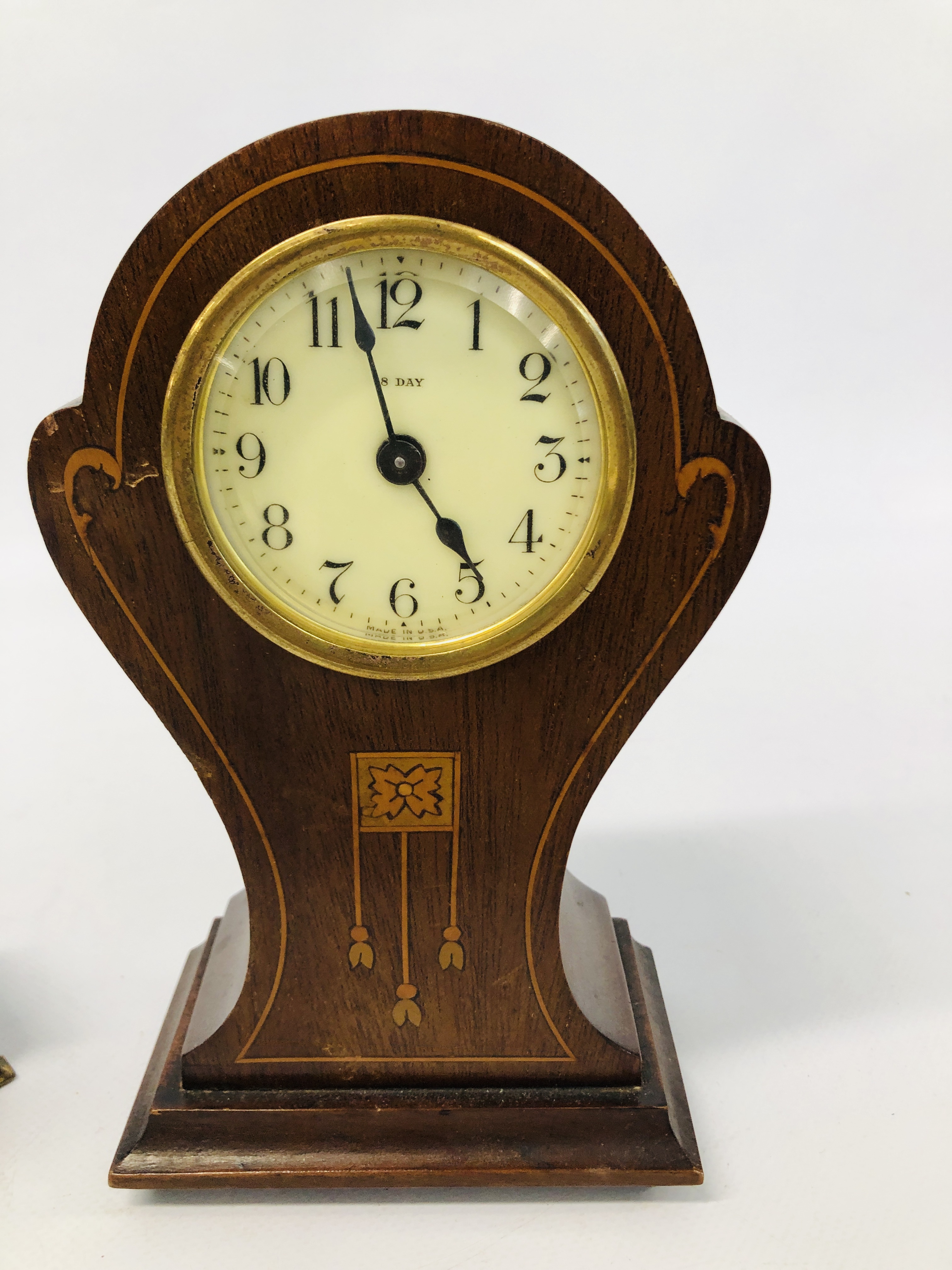 2 X EDWARDIAN INLAID MANTEL CLOCKS TO INCLUDE ONE MARKED BAYARD. - Image 5 of 8