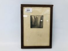 FRAMED ETCHING BEARING PENCIL SIGNATURE GORDON CRAIG READING "JEAN SCOTT ROGERS FROM GORDON CRAIG"