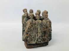 STUDIO POTTERY STUDY OF "THE CHOIR SINGERS" BEARING SIGNATURE M.D. CONWAY, HEIGHT 20CM.