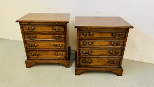 PAIR OF GOOD QUALITY REPRODUCTION OAK FOUR DRAWER CHESTS WIDTH 60CM. DEPTH 40CM. HEIGHT 64CM.