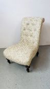 A VICTORIAN BUTTON BACK NURSING CHAIR,