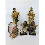5 X VARIOUS RED INDIAN STATUES AND BUSTS.