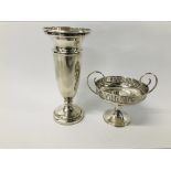 ELEGANT SILVER VASE, BIRMINGHAM ASSAY HEIGHT 15.