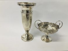 ELEGANT SILVER VASE, BIRMINGHAM ASSAY HEIGHT 15.