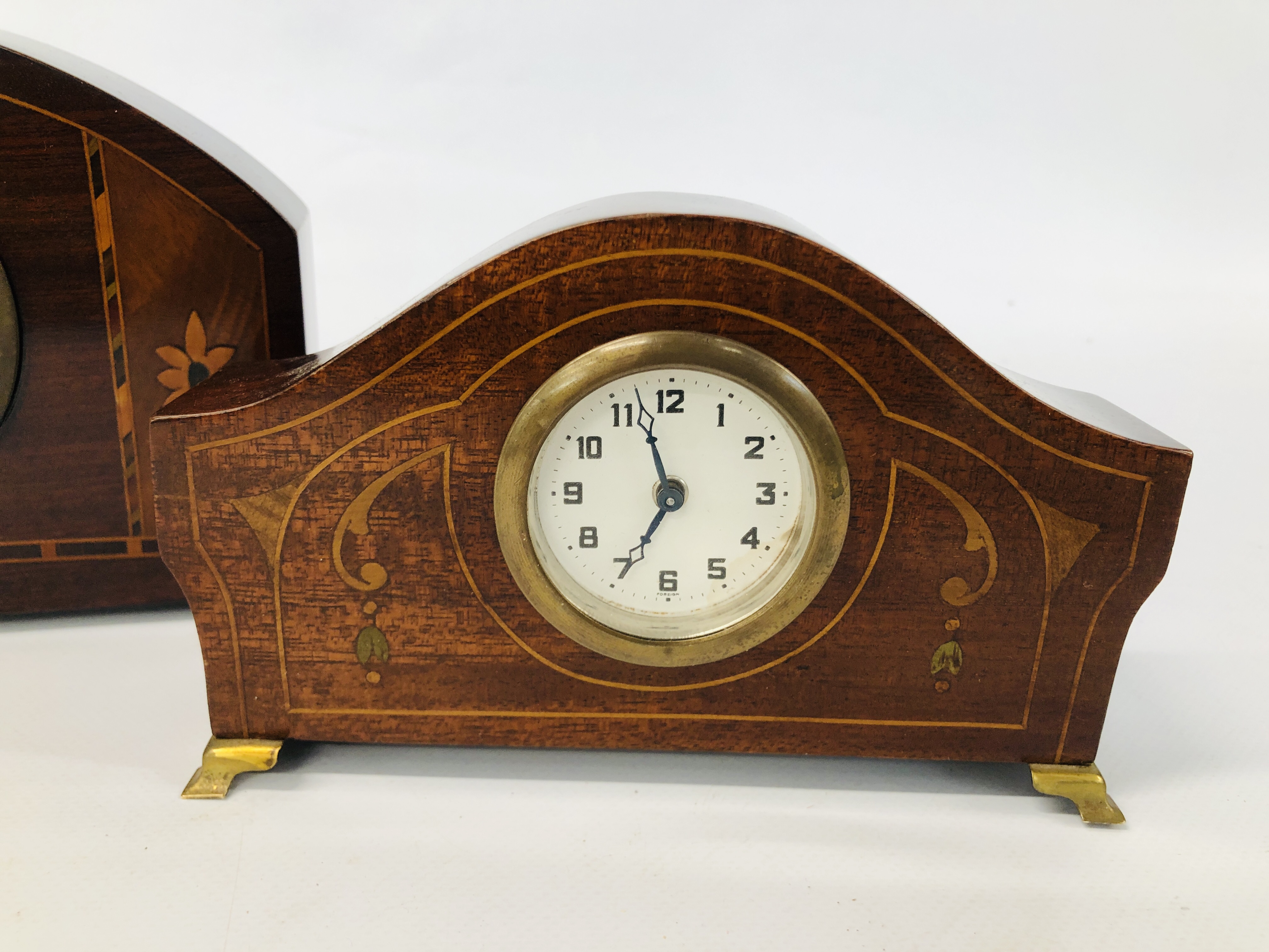 2 X EDWARDIAN INLAID MANTEL CLOCKS. - Image 2 of 8