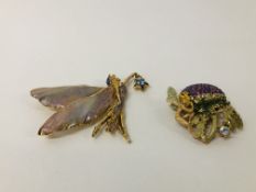 2 X KIRKS FOLLY ENAMELLED BROOCHES TO INCLUDE ASTRAL, THISTLE FAIRY.
