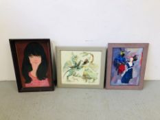 3 X FRAMED MID CENTURY ORIGINAL ARTWORKS.