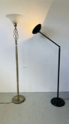 VINTAGE RETRO STYLE BLACK LACQUERED ADJUSTABLE FLOOR STANDING LAMP ALONG WITH A MODERN FLOOR