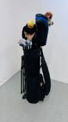 A GOLF BAG CONTAINING CLUBS TO INCLUDE MIZUNO CP9 IRONS, PING B60, PING ZING, PING 5i 3 WOOD,