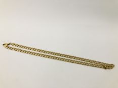 A 9CT GOLD FLAT LINK NECKLACE LENGTH 54CM.