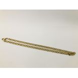 A 9CT GOLD FLAT LINK NECKLACE LENGTH 54CM.