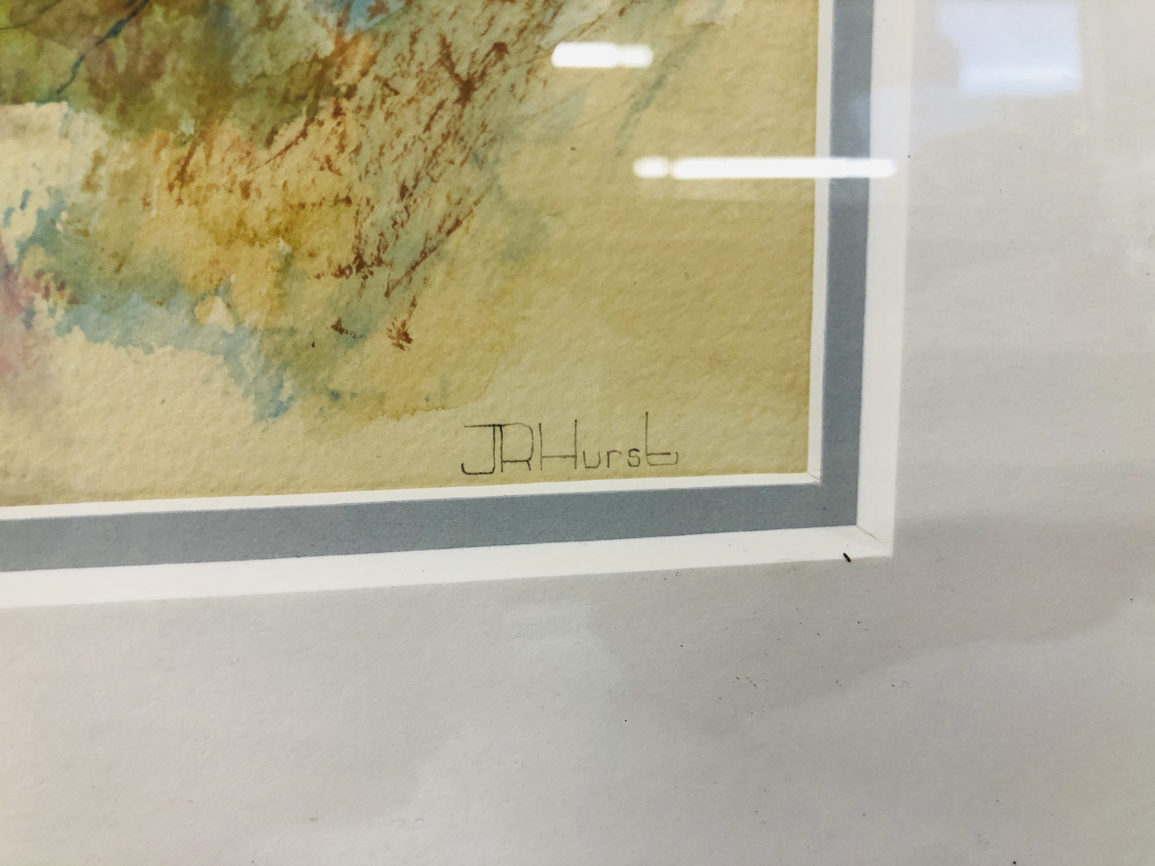 FRAMED WATERCOLOUR "DYKE BY BURNHAM NORTON" SIGNED JOHN HURST 2011 W 42CM X H 25CM. - Image 3 of 5