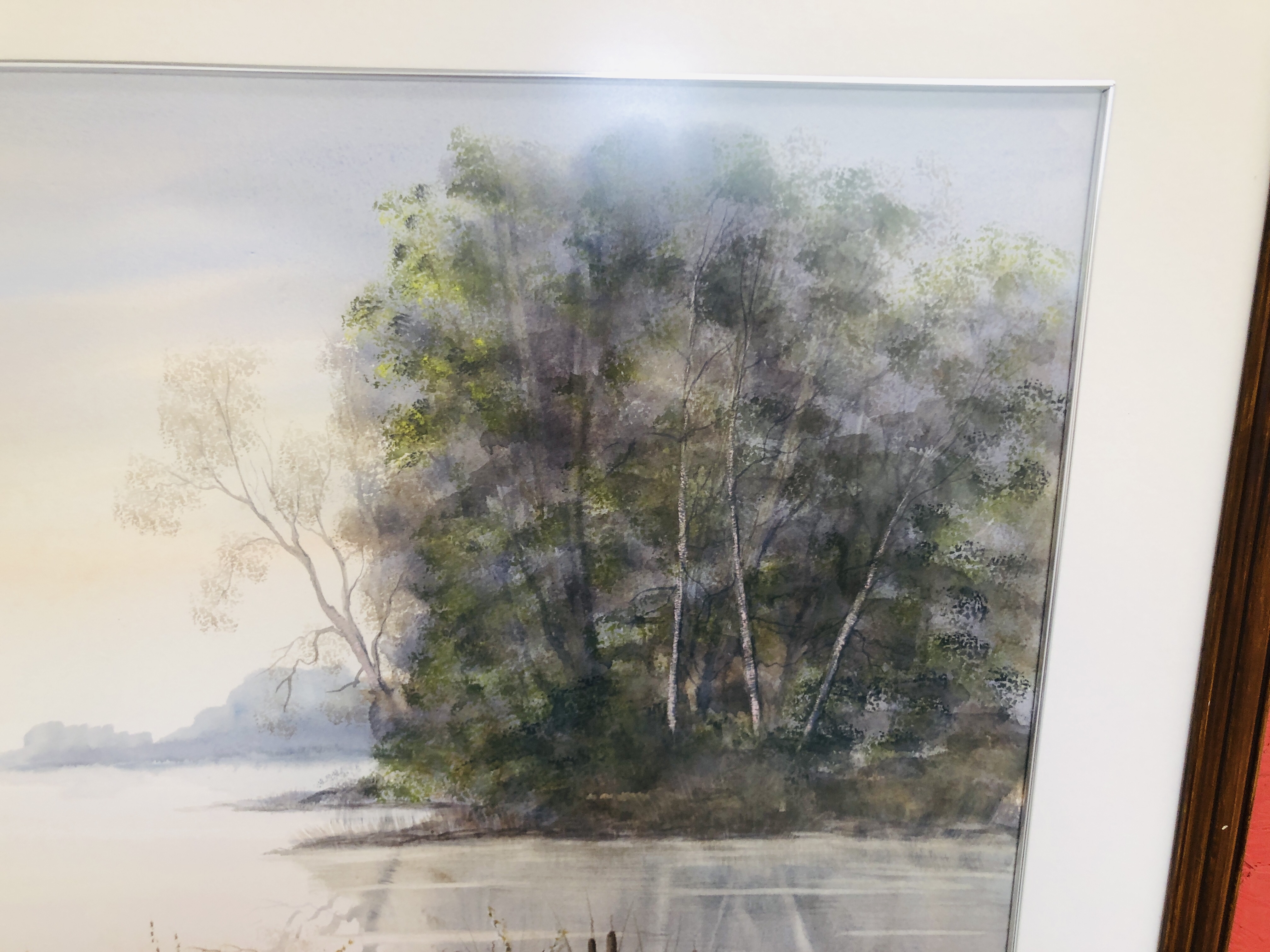 A FRAMED AND MOUNTED WATERCOLOUR "LAKE SIDE" BEARING SIGNATURE C. BLACKWELL 74CM X 53CM. - Image 2 of 7