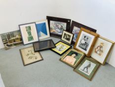 COLLECTION OF MAINLY FRAMED ART WORKS AND PRINTS TO INCLUDE VANITY FAIR SPY PRINT,