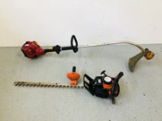 A TANAKA THT-262 PETROL HEDGE CUTTER ALONG WITH HOMELITE PETROL STRIMMER - SOLD AS SEEN.