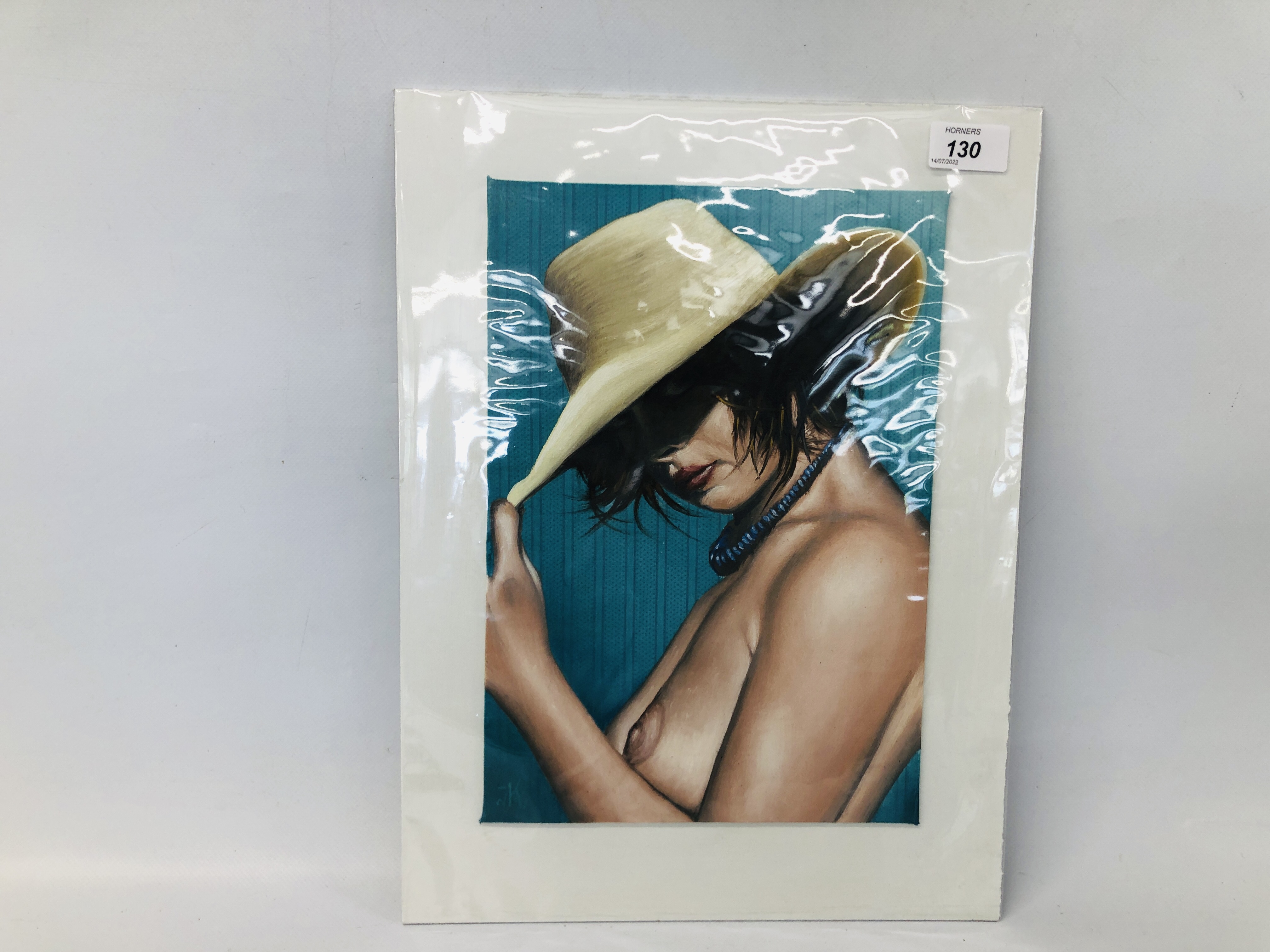 A KRYS LEACH ORIGINAL OIL ON BOARD "SUN HAT".