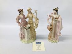 TWO CLASSICAL WEDGWOOD FIGURES TO INCLUDE THE CLASSICAL COLLECTION PEACE AND FRIENDSHIP 339/3000 +