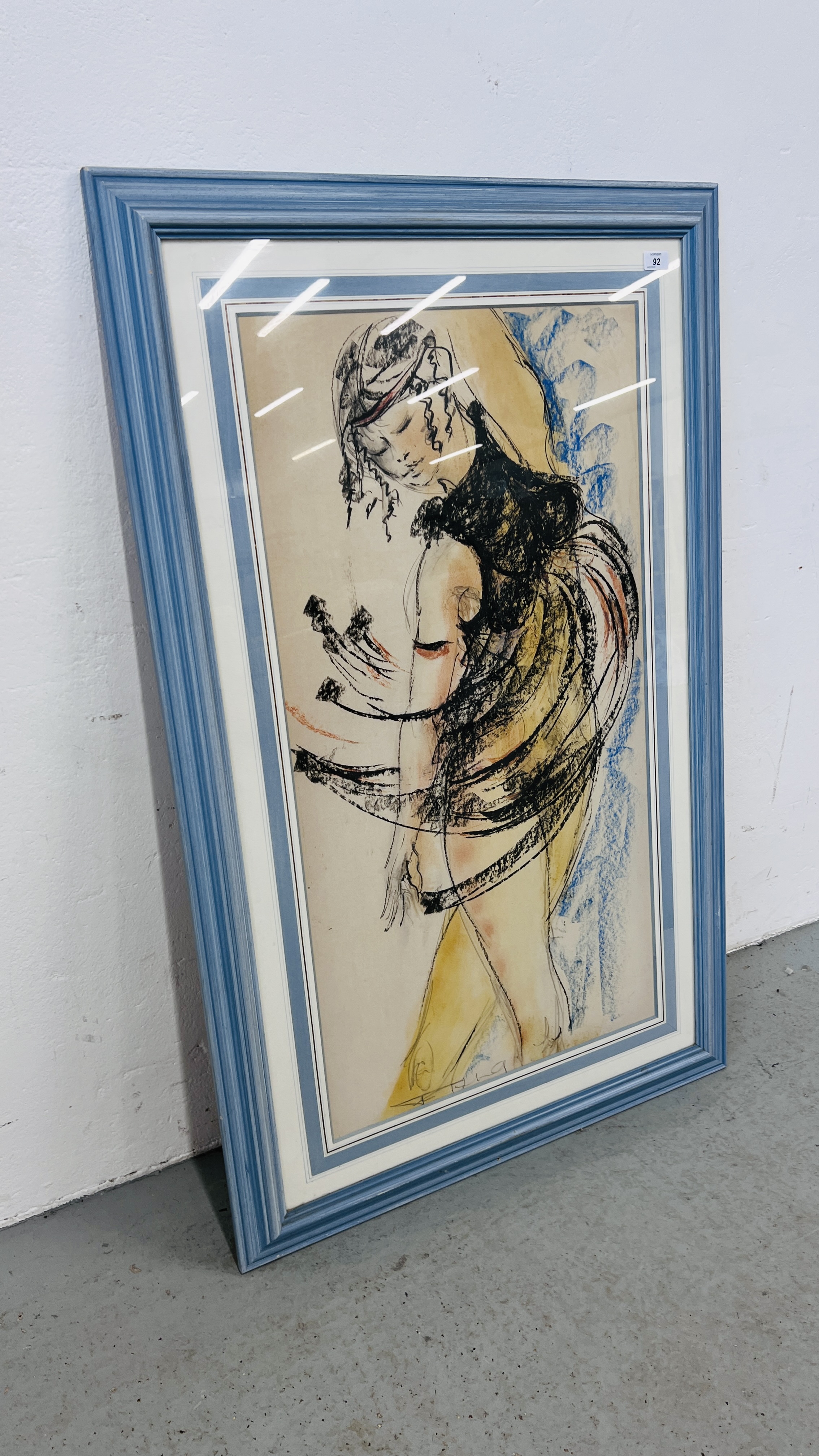 A CONTEMPORARY WATERCOLOUR LIFE STUDY OF FEMALE DANCER IN BLACK LACE DRESS, - Image 4 of 5