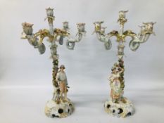 A PAIR OF LATE C19TH GERMAN FOUR BRANCH CANDELABRA BY METZLER & ORTLOFF (SIGNS OF RESTORATION).