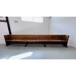 AN ANTIQUE PINE CHAPEL PEW LENGTH 4.