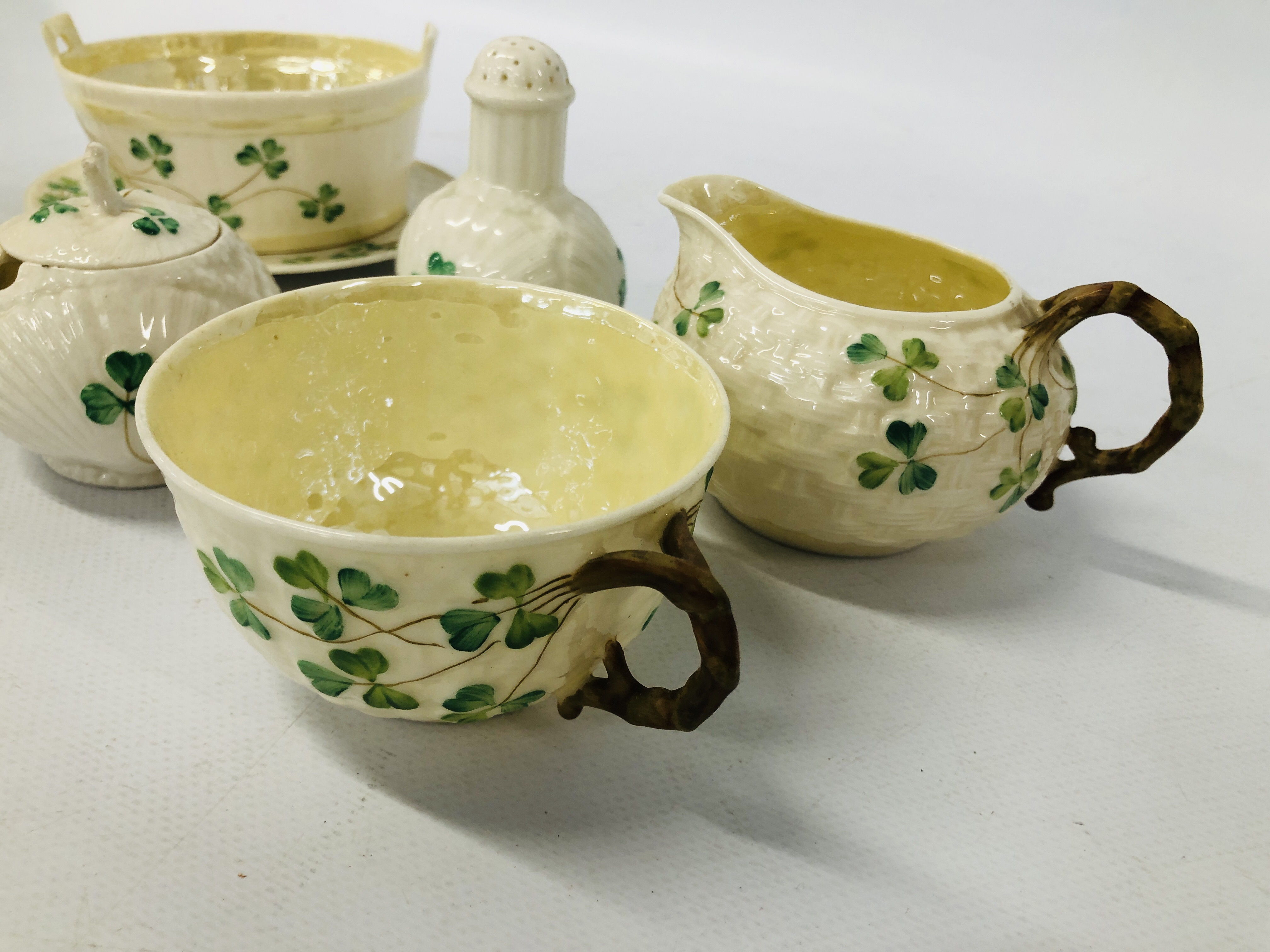 COLLECTION OF EIGHT PIECES OF BELLEEK TO INCLUDE CUP AND SAUCER, PEPPER POT ETC. - Image 5 of 6