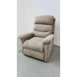 AN OATMEAL UPHOLSTERED "Ti MOTION" ELECTRICALLY ADJUSTABLE EASY CHAIR - SOLD AS SEEN