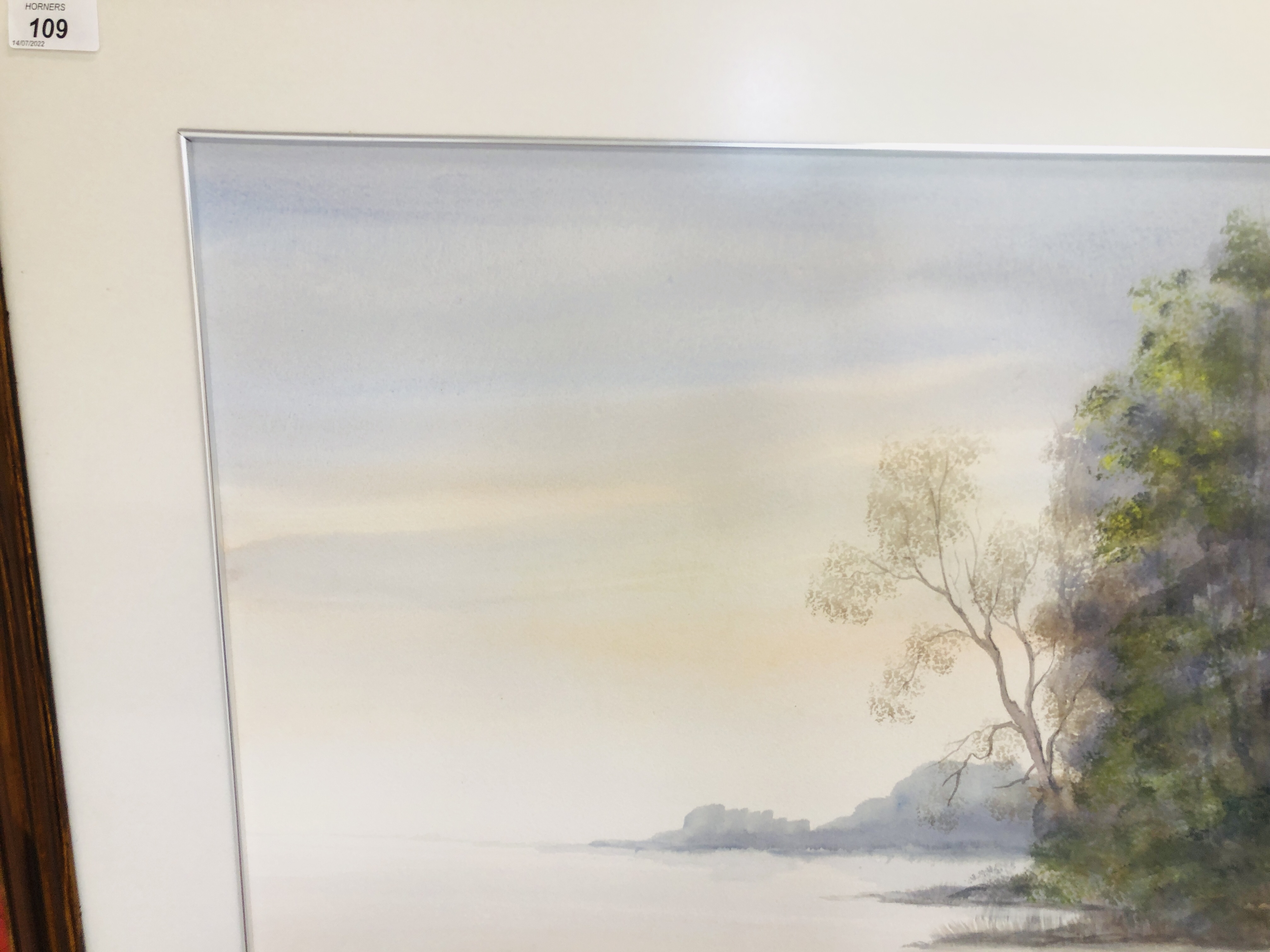 A FRAMED AND MOUNTED WATERCOLOUR "LAKE SIDE" BEARING SIGNATURE C. BLACKWELL 74CM X 53CM. - Image 3 of 7