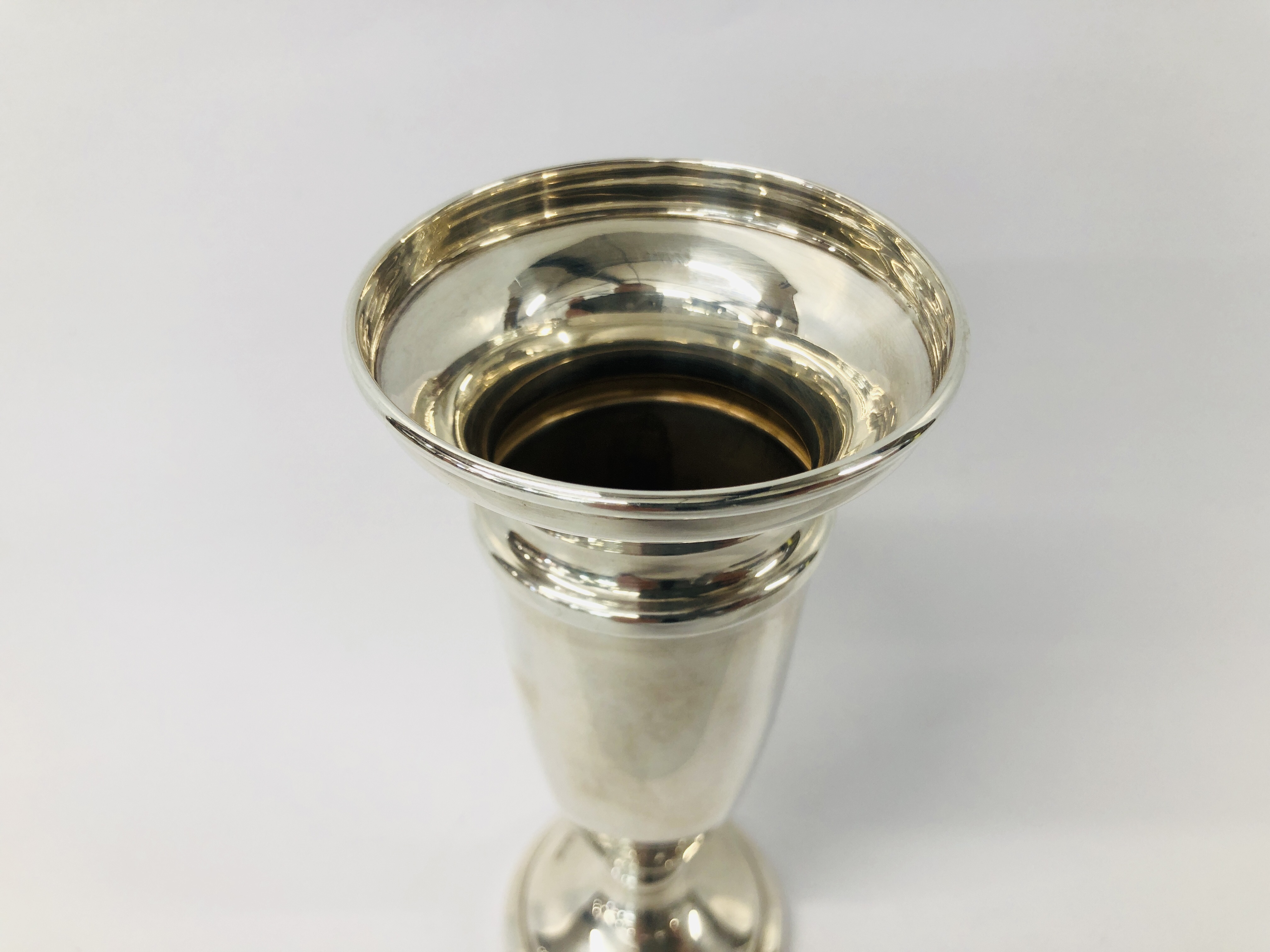 ELEGANT SILVER VASE, BIRMINGHAM ASSAY HEIGHT 15. - Image 10 of 13