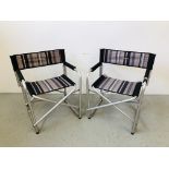 A PAIR OF "OUTWELL" FOLDING DIRECTORS GARDEN CHAIRS