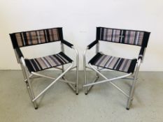 A PAIR OF "OUTWELL" FOLDING DIRECTORS GARDEN CHAIRS
